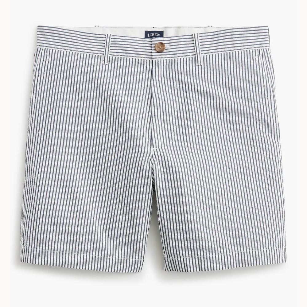 MEN'S BLUE & WHITE PINSTRIPE J. CREW SEERSUCKER SHORTS Sz 34 $89